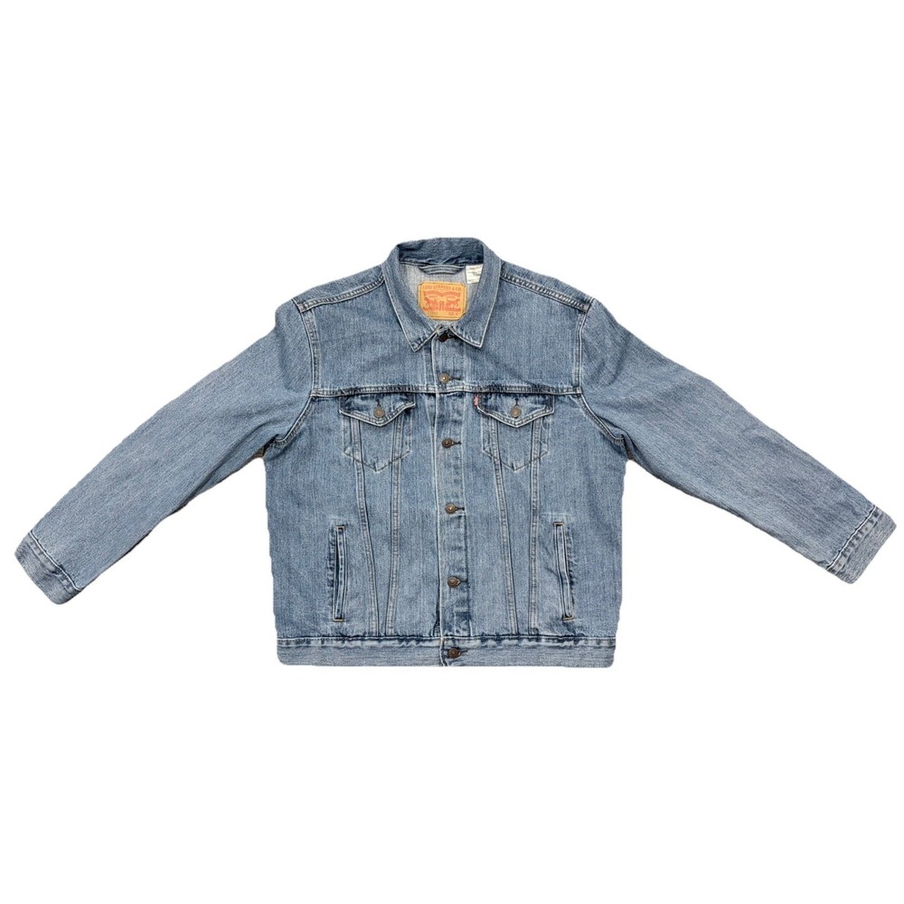 Levis Relaxed Fit Trucker Jean Jacket Denim Red Tab Blue Mens Large 72335-0042 - Picture 5 of 16